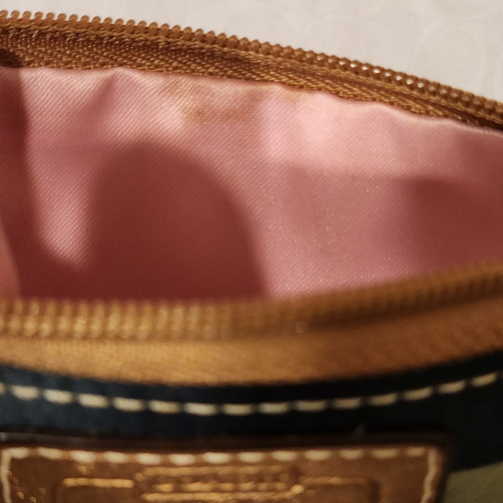 Coach Multicolor Striped Wristlet with Metallic Gold Trim - Picture 3 of 4